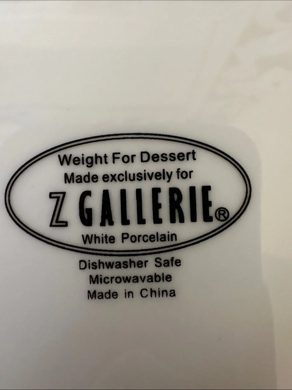 Z Gallerie White Porcelain “Wait For Dessert “ Set Of Four 7.5” Plates